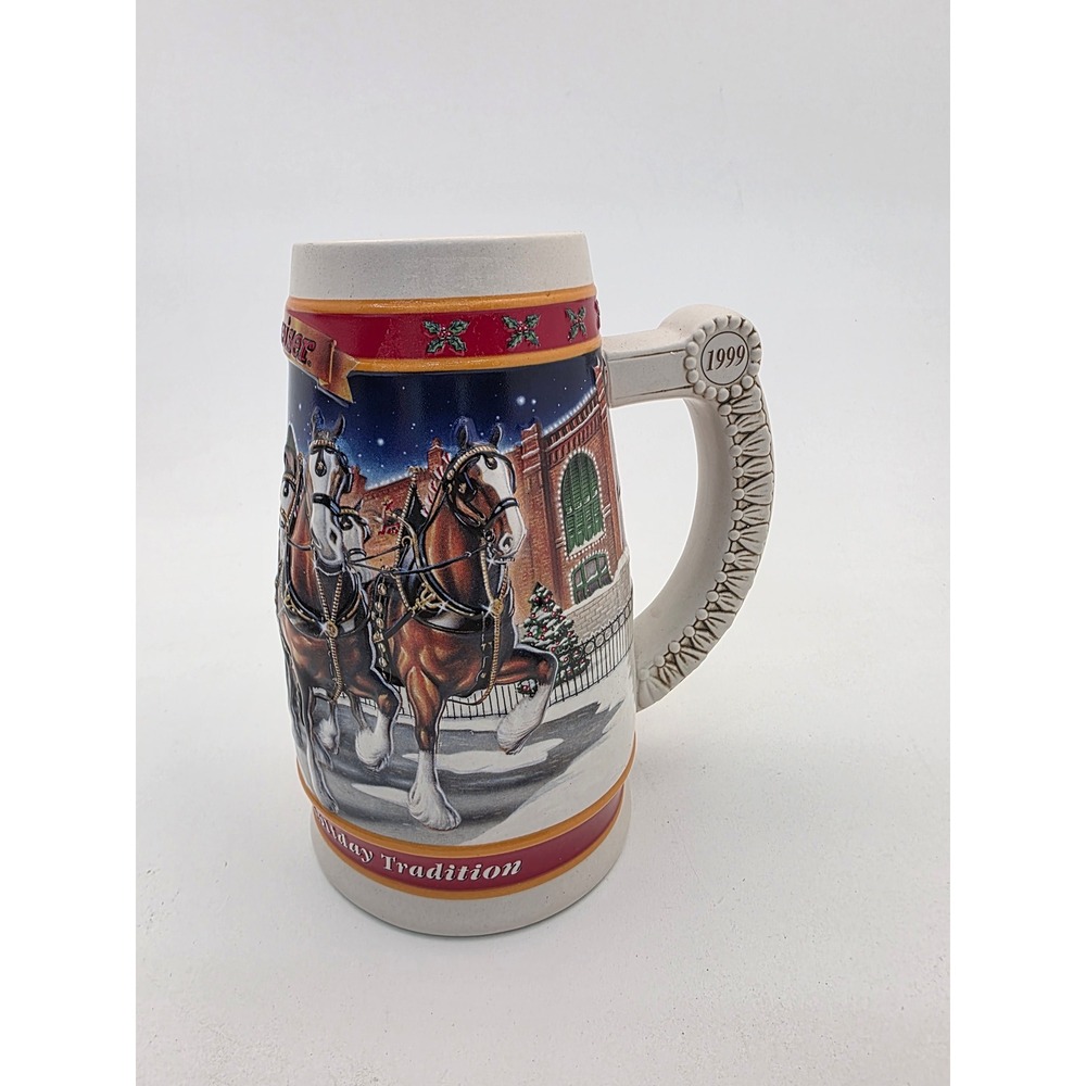 Budweiser 1999 Holiday Stein A Century of Tradition Clydesdales Beer Mug - Picture 3 of 3